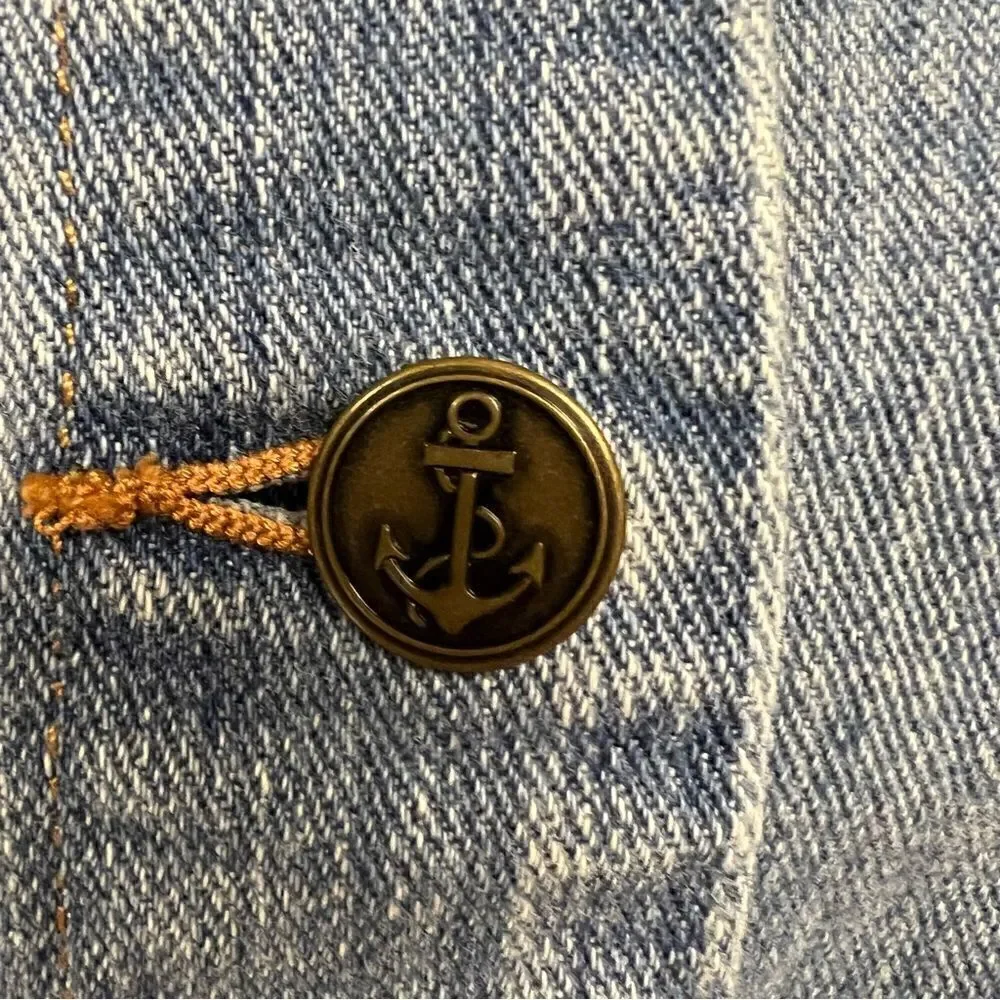 J Crew jean jacket with anchor buttons. Size M